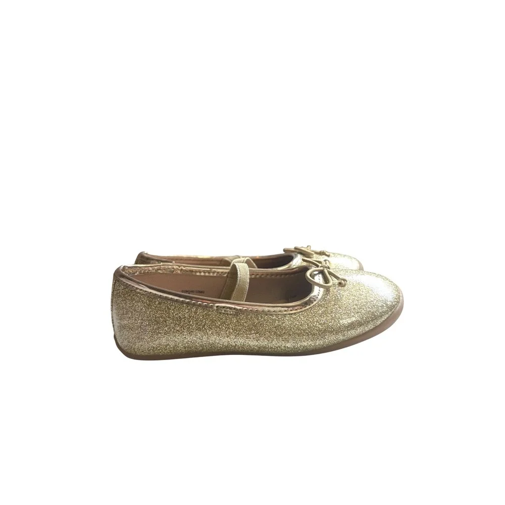 Wonder Nation Toddler Girls Gold Glitter Ballet Flats Memory Foam Shoes Size 8